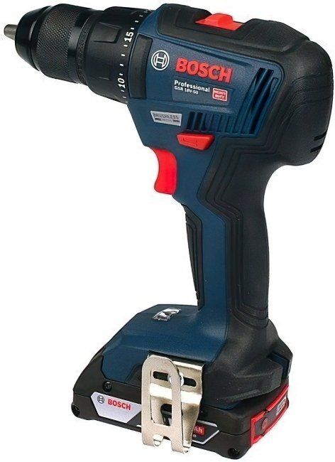 Шуруповерт-дриль Bosch GSR 18 V-50, 18V, 2*2 Ач, 28/50/50 Нм, 460/1800 об/хв, 1кг, кейс, ЗУ, приналежності