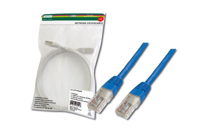 Патч-корд DIGITUS CAT 5e UTP, 0.5м, AWG 26/7, PVC, синього кольору