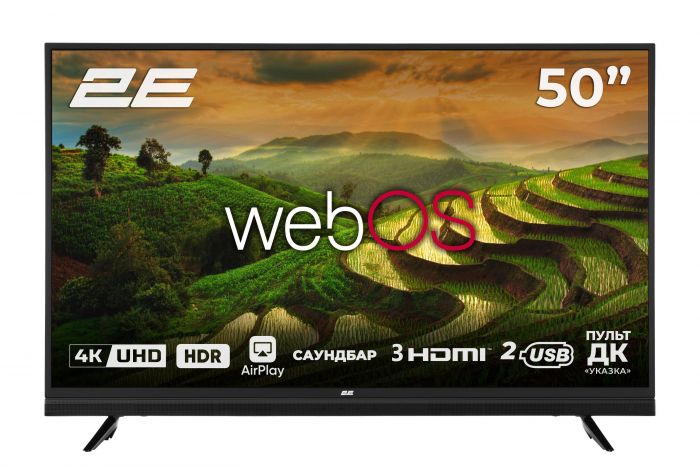 Телевізор 50" 2E LED 4K 50Hz Smart WebOS, Black