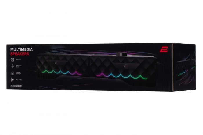 Акустична система 2E PCS232 RGB, Soundbar, 2.0, USB, Black