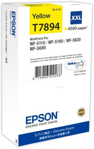 Картридж Epson WF-5110/WF-5620 yellow XXL (4000 стр)