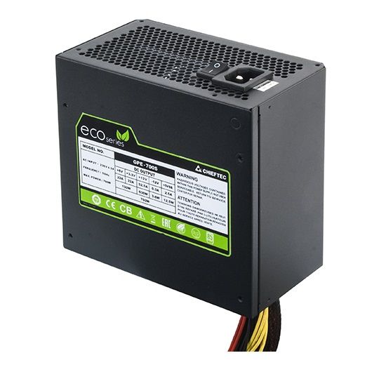 Блок живлення CHIEFTEC Eco (500W), ATX v2.3, 230V, >85%, 120мм, 1xMB 24pin(20+4), 1xCPU 8pin(4+4), 2xMolex, 4xSATA, 1xPCIe 8pin(6+2), CE, CB, TUV, RoHS, Retail