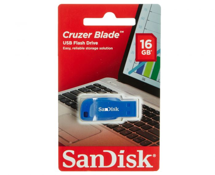 Накопичувач SanDisk   16GB USB Cruzer Blade Blue Electric