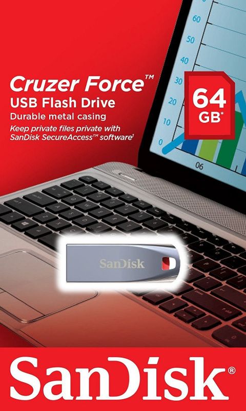 Накопичувач SanDisk   64GB USB Cruzer Force Metal Silver