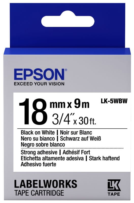 Картридж зі стрічкою Epson LK5WBW принтерів LW-400/400VP/700 Strng adh Blk/Wht 18mm/9m