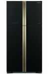 Холодильник з верхньою мороз. HITACHI R-W610PUC4GBK, 176х75х86см, 4 дв., Х- 365л, М- 144л, A+, NF, Інвертор, Чорне скло