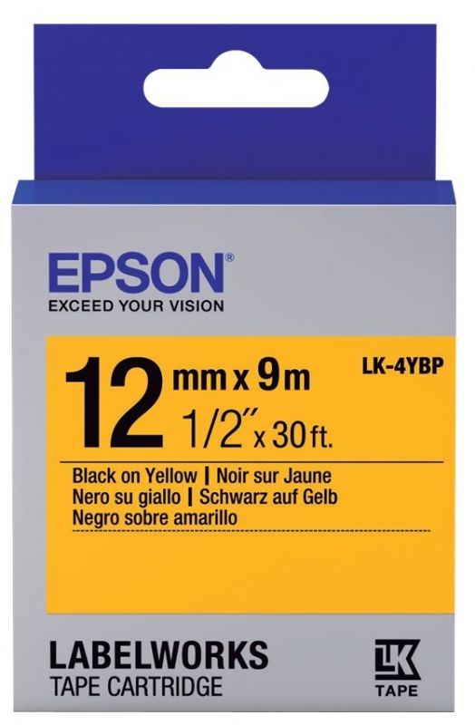 Картридж зі стрічкою Epson LK4YBP принтерів LW-300/400/400VP/700 Pastel Black/Yellow 12mm/9m