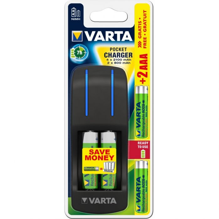 Зарядний пристрій VARTA Pocket Charger + 4AA 2100 mAh +2AAA 800 mAh NI-MH