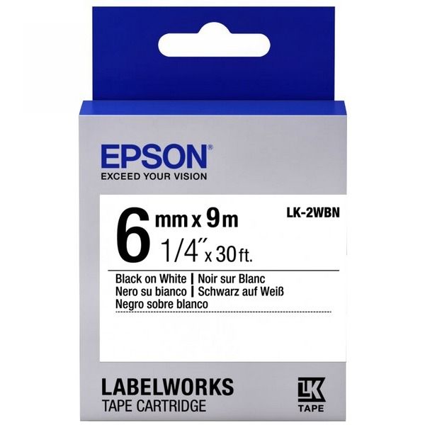 Картридж зі стрічкою Epson LK2WBN принтерів LW-300/400/400VP/700 Std Blk/Wht 6mm/9m
