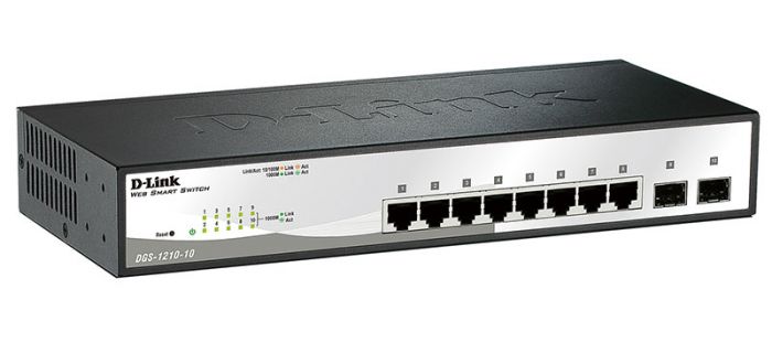 Комутатор D-Link DGS-1210-10 8xGE, 2xSFP WebSmart