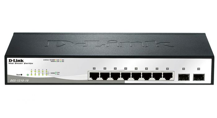 Комутатор D-Link DGS-1210-10 8xGE, 2xSFP WebSmart