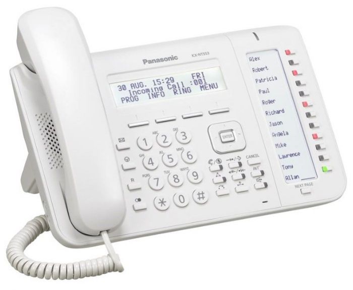 Дротовий IP-телефон Panasonic KX-NT553RU White для АТС Panasonic KX-TDE/NCP/NS