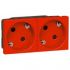 Блок розеток електричних MOSAIC Legrand 2хSchuko для кабельних каналів DLP, Quintella (16А, 250В,гвинтові клеми) 4мод, червоний