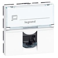 Розетка інформаційна Legrand RJ45 UTP кат.5E (2 модулі), колір білий, MOSAIC LCS2