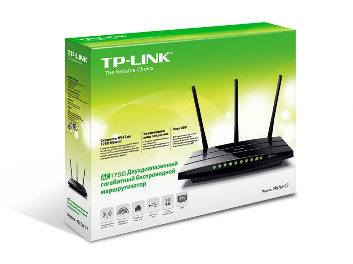 Маршрутизатор TP-LINK ARCHER C7 AC1750 4xGE LAN 1xGE WAN 1xUSB2.0 MU-MIMO