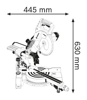 Пила торцювальна Bosch GCM 800 SJ, 1400 Вт, 216 ммповорот Л 47°/П 47°, нахил Л 45°, 13.5 кг