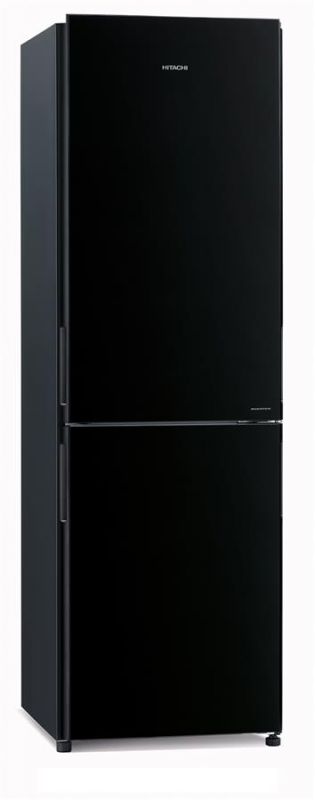Холодильник Hitachi з нижн. мороз., 190x60х65, холод.відд.-215л, мороз.відд.-115л, 2дв., А+, NF, інв., чорний (скло)