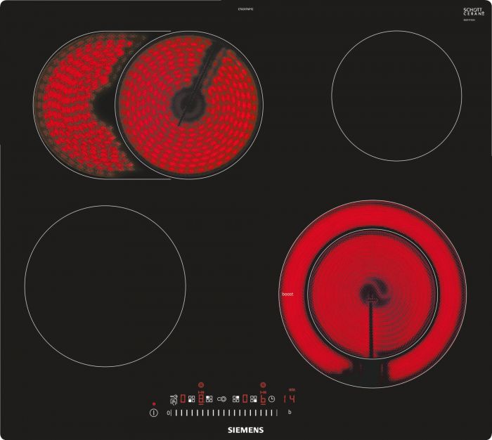 Варильна поверхня склокерамічна Siemens ET601FNP1E -60см/4 конф/1 зона розш + 1 двохконтурна/сенсор/чорний