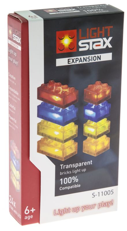 Цеглинки 4х2 та 2х2 LIGHT STAX з LED підсвіткою 8 штук Transparent Червоний, Помаранчевий, Жовтий, Синій S11005