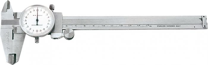 Штангенциркуль TOPEX, 150 мм, з аналоговою індикацією результату, точність виміру 0.02 мм/м