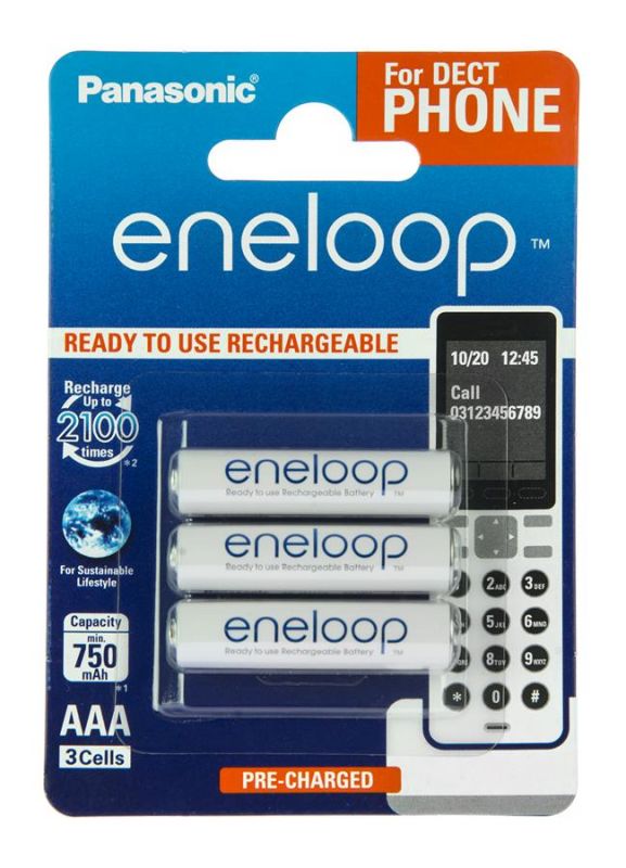 Акумулятор Panasonic Eneloop AAA 750 3BP mAh NI-MH Dect Series