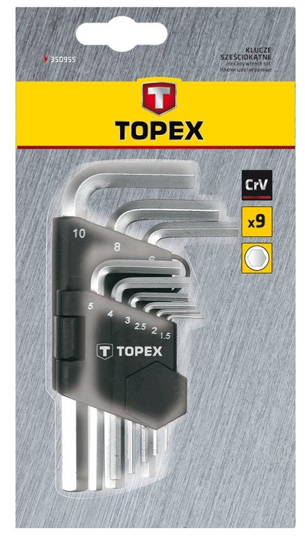 Ключі шестигранні TOPEX, набір 9 од., 1.5-10 мм, короткі
