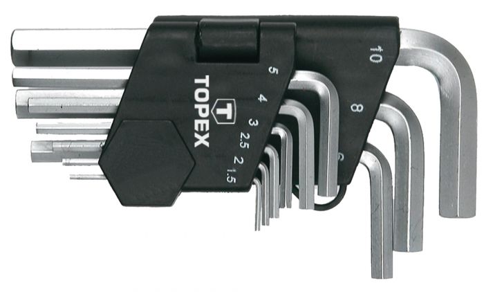 Ключі шестигранні TOPEX, набір 9 од., 1.5-10 мм, короткі