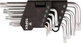 Ключі Torx TOPEX, набір 9 од., T10-T50, короткі