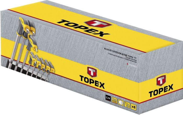 Ключі шестигранні TOPEX, набір 8 од., 2-10 мм, Т-подібна ручка, довгі, підставка для зберігання