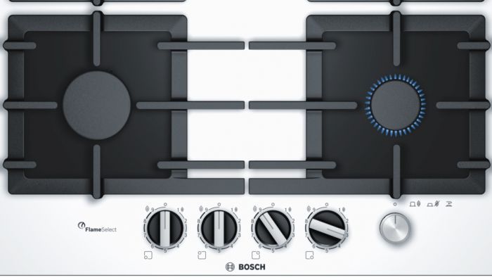 Вбудовувана газова поверхня Bosch PPP6A2M90R - Ш-60см./4 конфорки/біла з чорним