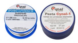 Набір для паяння TOPEX, 1.5мм х 100г Sn60Cu40, 27 г, припій, паста Набір для паяння TOPEX, 1.5мм х 100г Sn60Cu40, 27 г, припій, паста