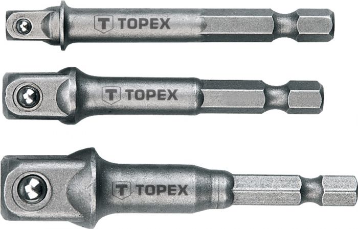 Перехідник для змінних головок TOPEX, набір 3 од., 1/4", 3/8", 1/2"