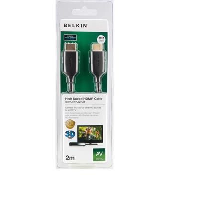 Кабель Belkin HDMI (AM/AM) High Speed w/Ethernet 2м, BLACK,GOLD