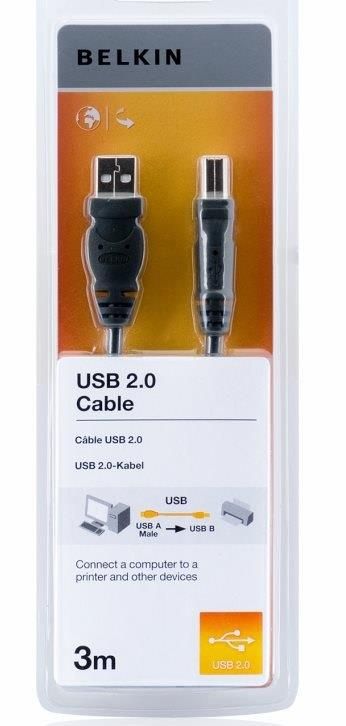 Кабель заряджання/синхронізації Belkin USB-A > USB-B, 3м, чорний
