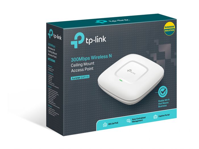 Точка доступу TP-LINK EAP115 N300 1хFE LAN PoE стел.