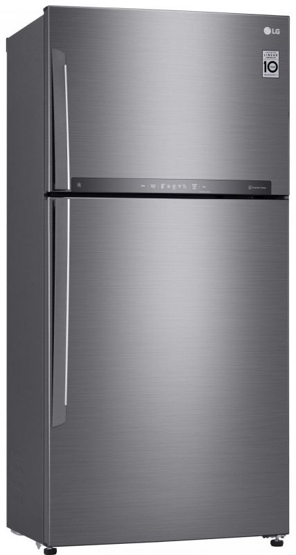 Холодильник з верхн. мороз. камерою LG GR-H802HMHZ, 184х73х86см, 2 дв., Холод.відд. - 418л, Мороз. відд. - 174л, A++, NF, Інв.,Зона свіжості, Зовнішн. диспл., Сірий