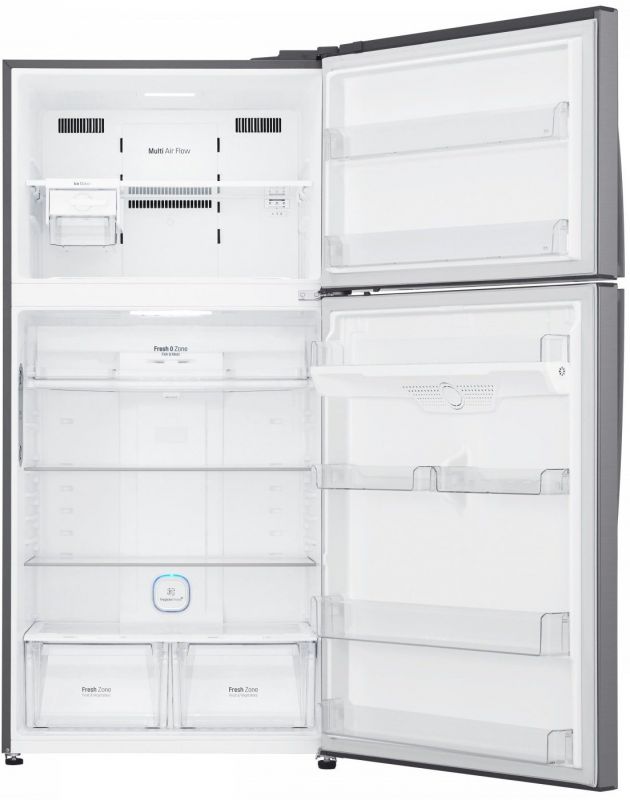 Холодильник з верхн. мороз. камерою LG GR-H802HMHZ, 184х73х86см, 2 дв., Холод.відд. - 418л, Мороз. відд. - 174л, A++, NF, Інв.,Зона свіжості, Зовнішн. диспл., Сірий