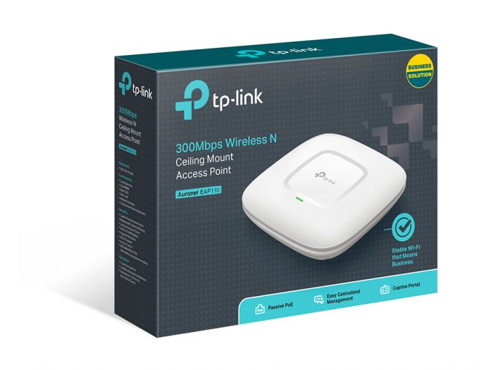 Точка доступу TP-LINK EAP110 N300 1хFE LAN passive PoE стел.