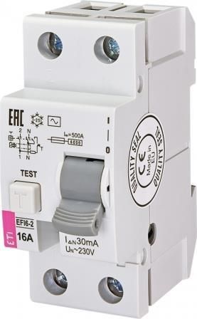 Реле диференційне ETI EFI6-2 16/0,03 тип AC (6kA)