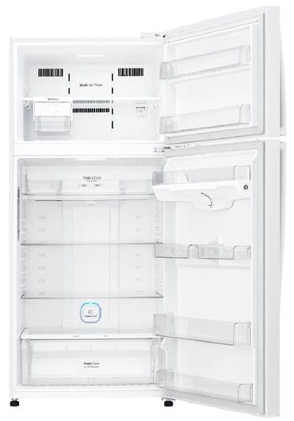 Холодильник з верхн. мороз. камерою LG GN-H702HQHZ, 180х73х78см, 2 дв., Холод.відд. - 378л, Мороз. відд. - 129л, A++, NF, Лінійн., Зона свіжості, Зовнішн. диспл., Білий