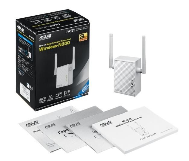 Повторювач Wi-Fi сигналу ASUS RP-N12  N300 1хFE LAN ext. ant x2