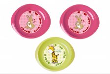 Набір тарілочок Nuvita 6м+ 3шт. дрібні Рожеві і салатова NV1428Pink