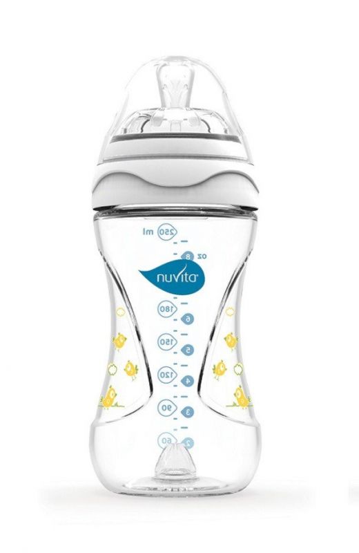 Пляшка для годування Nuvita Mimic 250 мл 3м+ Антиколікова, біла NV6030White