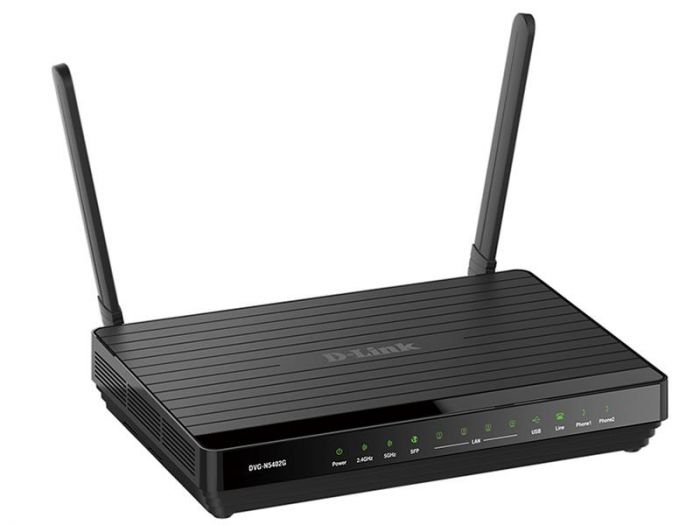 VoIP-Шлюз D-Link DVG-N5402G/ACF AC1200, 2xFXS, 4xFE LAN, 1xFE WAN, 1xPSTN, 1xUSB