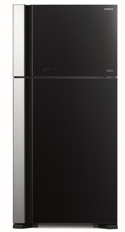 Холодильник з верхньою мороз. HITACHI R-VG660PUC7GBK, 184х74х86см, 2 дв., Х- 405л, М- 145л, A++, NF, Інвертор, Чорне скло