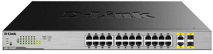 Комутатор D-Link DGS-1026MP 24x1GE c PoE, 2xSFP/GE, 370W