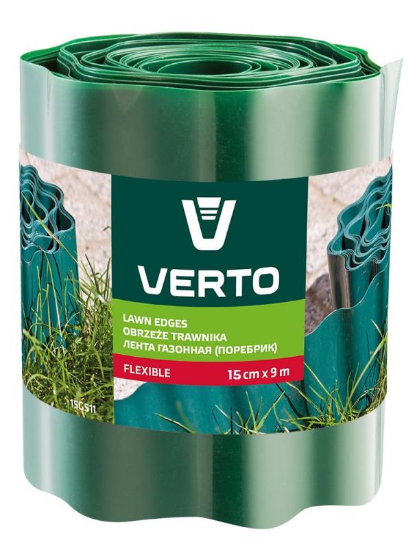 Стрічка газонна Verto, бордюрна, 15см x 9м, зелена