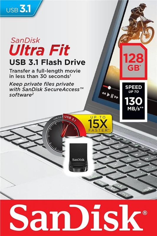 Накопичувач SanDisk  128GB USB 3.1 Ultra Fit