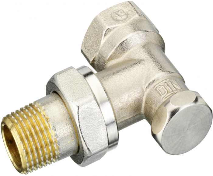 Клапан запірний Danfoss RLV-S, DN 15, вх. 1/2" - вих. 1/2", кутовий, нікель