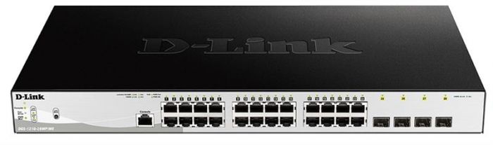 Комутатор D-Link DGS-1210-28MP/ME 24xGE PoE, 4xSFP, 370Вт, WebSmart